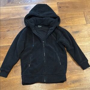 Athleta Black Teddy Jacket with Hood and Soft Texture